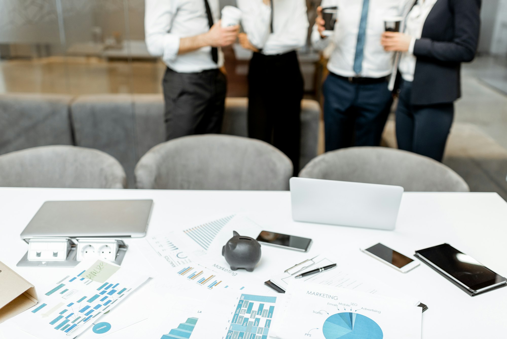 Financial conference, working table